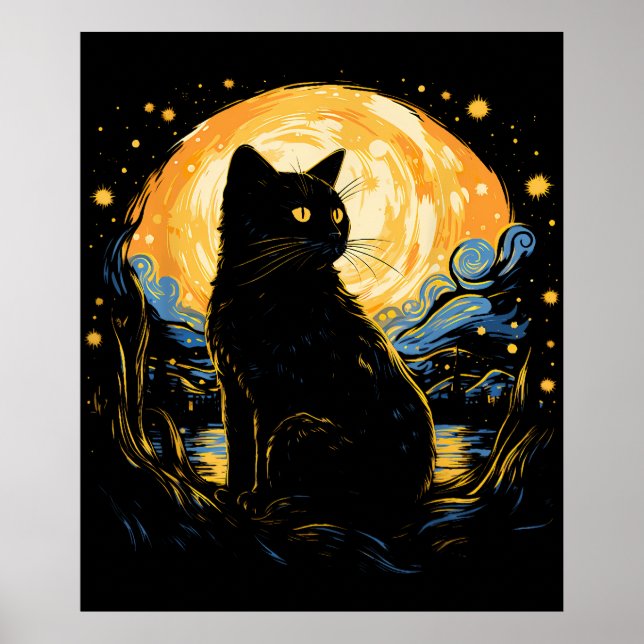 van Gogh Cat Art Poster (Framsidan)