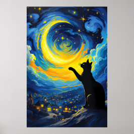 van Gogh Cat Art Poster