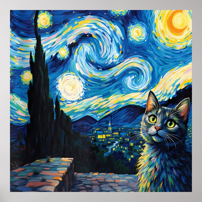 van Gogh Cat Art Poster (Framsidan)