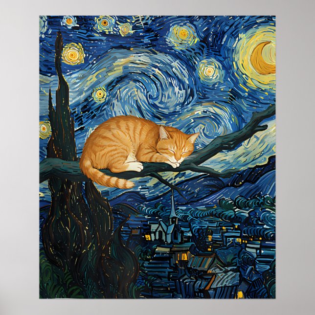 van Gogh Cat Art Poster (Framsidan)