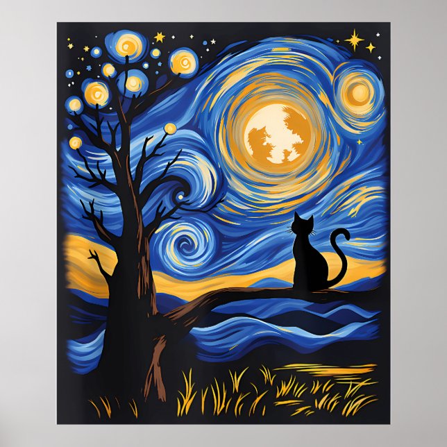 van Gogh Cat Art Poster (Framsidan)