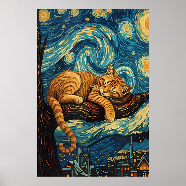 van Gogh Cat Art Poster (Framsidan)