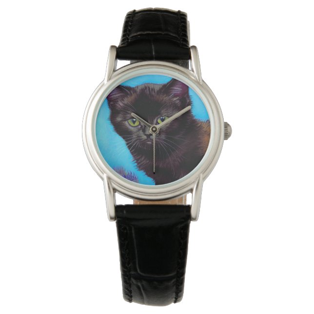 Van Gogh Cat och Flowers Armbandsur (Framsida)