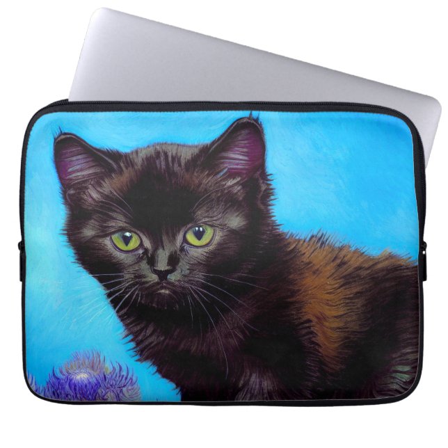 Van Gogh Cat och Flowers Laptop Fodral (Framsidan)