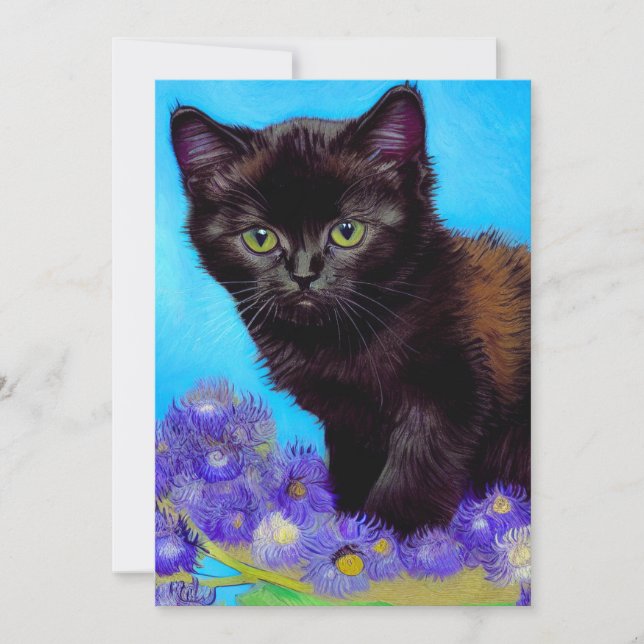 Van Gogh Cat och Flowers Meddelande (Framsida)