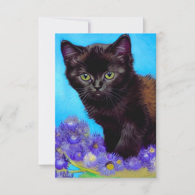 Van Gogh Cat och Flowers OSA Kort (Framsida)