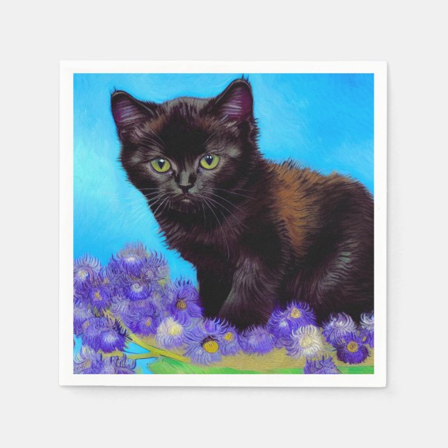 Van Gogh Cat och Flowers Pappersservett (Framsidan)