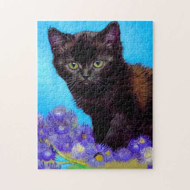 Van Gogh Cat och Flowers Pussel (Vertikal)