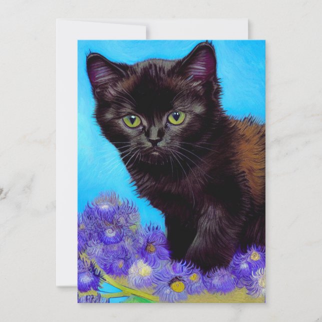 Van Gogh Cat och Flowers Spara Datumet (Framsida)