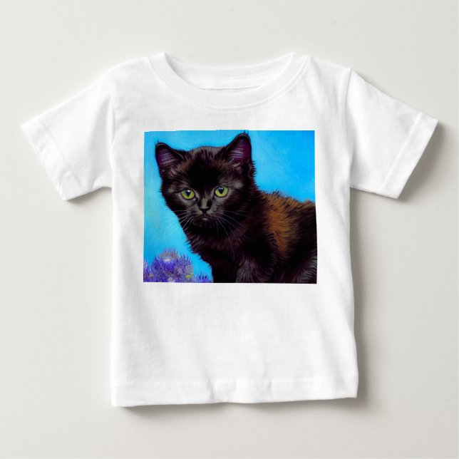 Van Gogh Cat och Flowers T Shirt (Framsida)