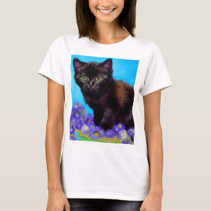 Van Gogh Cat och Flowers T Shirt