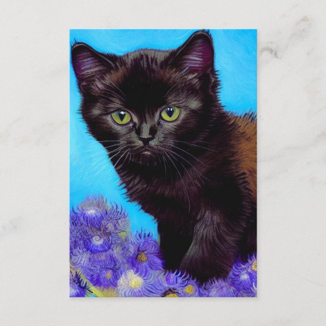 Van Gogh Cat och Flowers Tilläggskort (Framsida)
