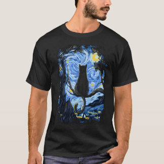 Van Gogh Cat Starry Night Van Gogh Cat Lovers fami T Shirt