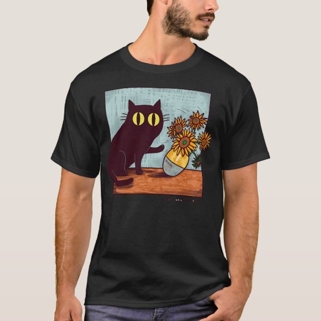Van Gogh Cats och Flower T Shirt (Framsida)