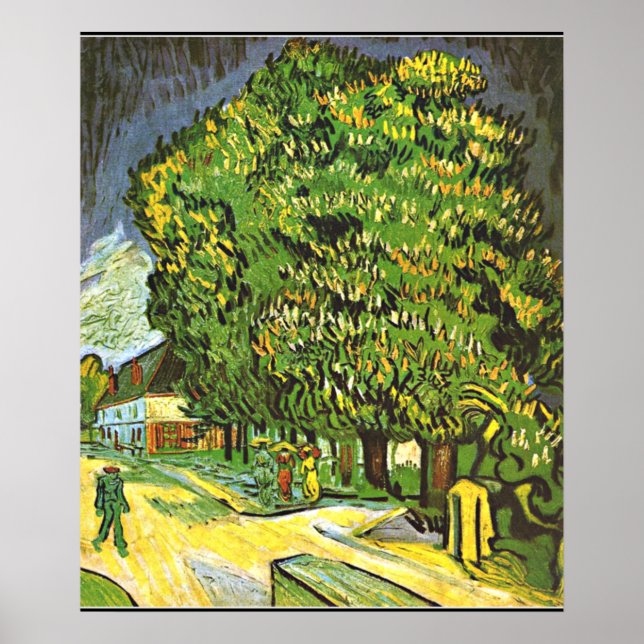 Van Gogh - Chestnut Träd i Bloom, 1890-målning Poster (Framsidan)
