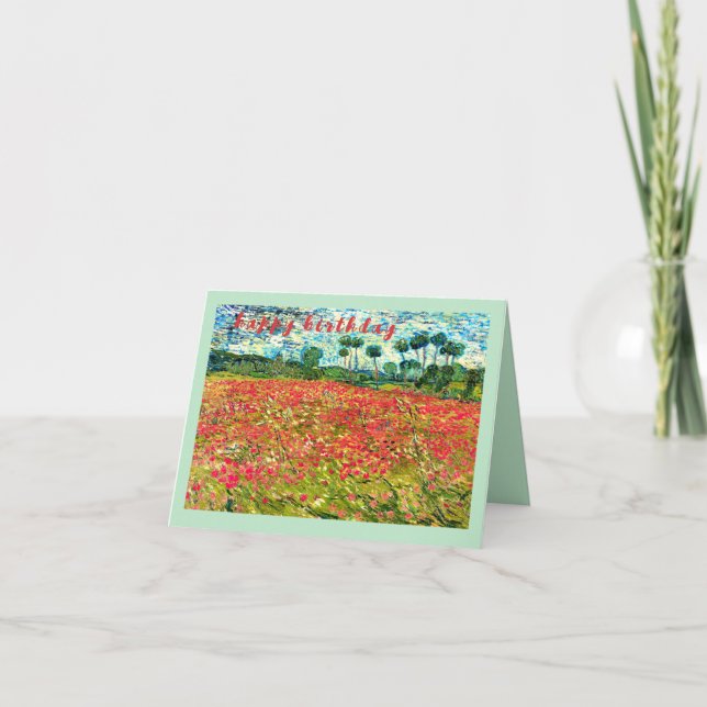 VAN GOGH Classic "Fält with Poppies" Birthday Kort (Framsida)