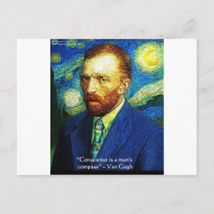 Van Gogh "Conscience Compass" citattecken Tees m.f Vykort