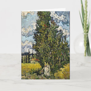 Van Gogh - Cypresser med två kvinnor Kort