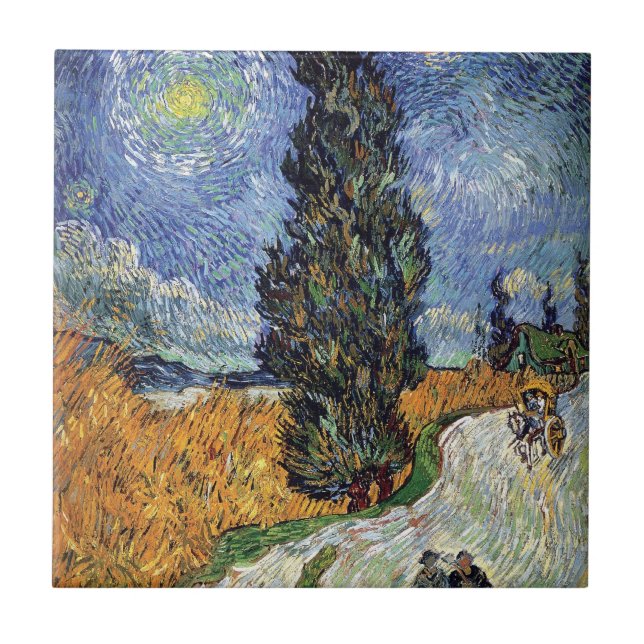 Van Gogh - Cypresvägen Kakelplatta (Framsidan)
