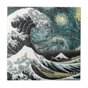 Van Gogh den Starry natten - Hokusai som Kakelplatta