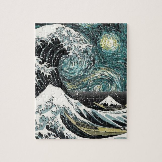 Van Gogh den Starry natten - Hokusai som Pussel (Vertikal)