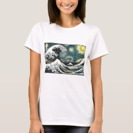 Van Gogh den Starry natten - Hokusai som Tee Shirt