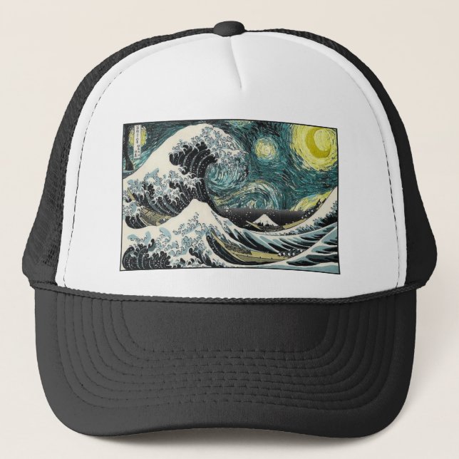Van Gogh den Starry natten - Hokusai som Truckerkeps (Framsida)