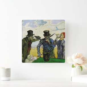 Van Gogh, Drinkers, Vintage Post impressionism Fyrkantig Klocka