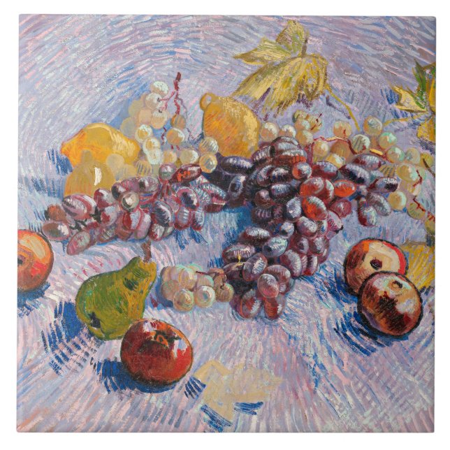 Van Gogh - Druvor, citroner, päron och äpplen. Kakelplatta (Framsidan)