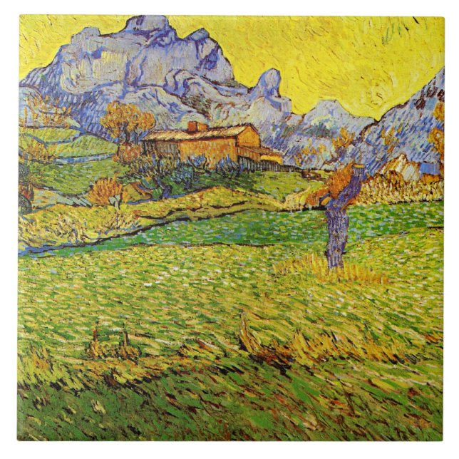 Van Gogh - En äng i bergen, Kakelplatta (Framsidan)