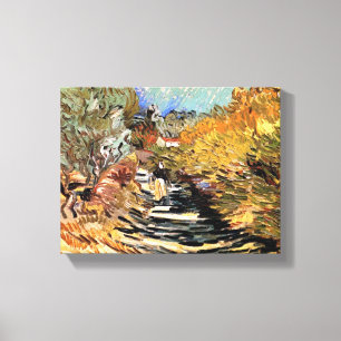 Van Gogh - en väg i Saint-Remy med kvinnlig Figur Canvastryck