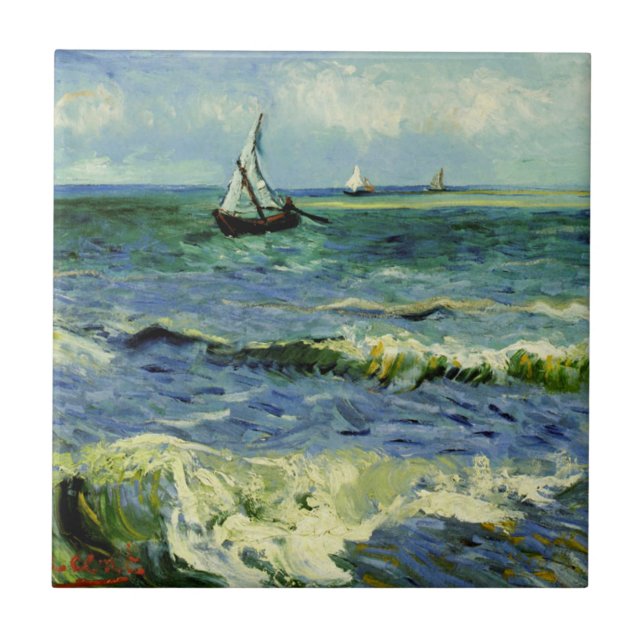 Van Gogh - Ett fiskefartyg till havs Kakelplatta (Framsidan)