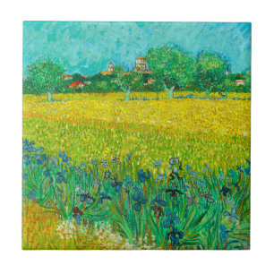Van Gogh Fält med Irises Near Arles Kakelplatta