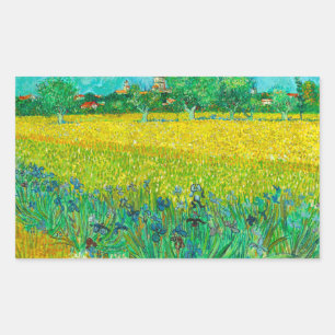 Van Gogh Fält med Irises Near Arles Rektangulärt Klistermärke