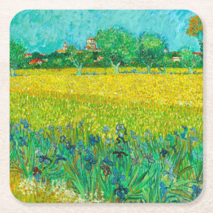 Van Gogh Fält med Irises Near Arles Underlägg Papper Kvadrat