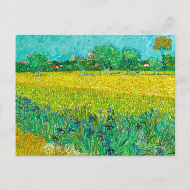 Van Gogh Fält med Irises Near Arles Vykort (Framsida)