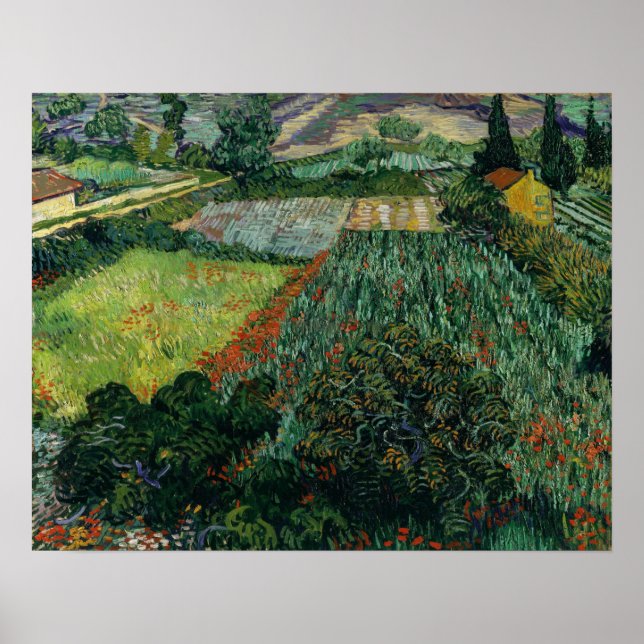 Van Gogh - Fält med Poppies 1889 Poster (Framsidan)