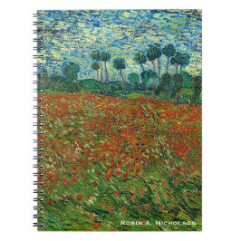 Van Gogh fält med vallmopersonlig Anteckningsbok Med Spiral