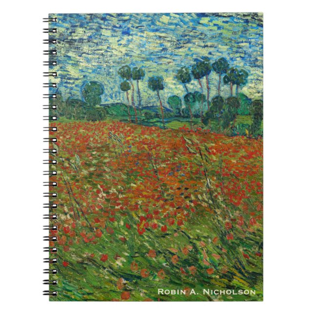 Van Gogh fält med vallmopersonlig Anteckningsbok Med Spiral (Framsidan)