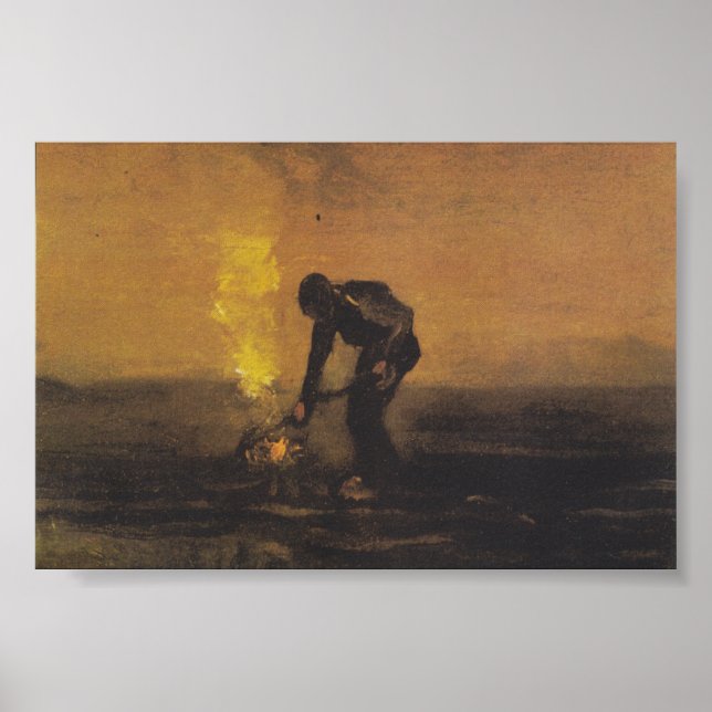 Van Gogh Farmers Fire Painting Poster (Framsidan)