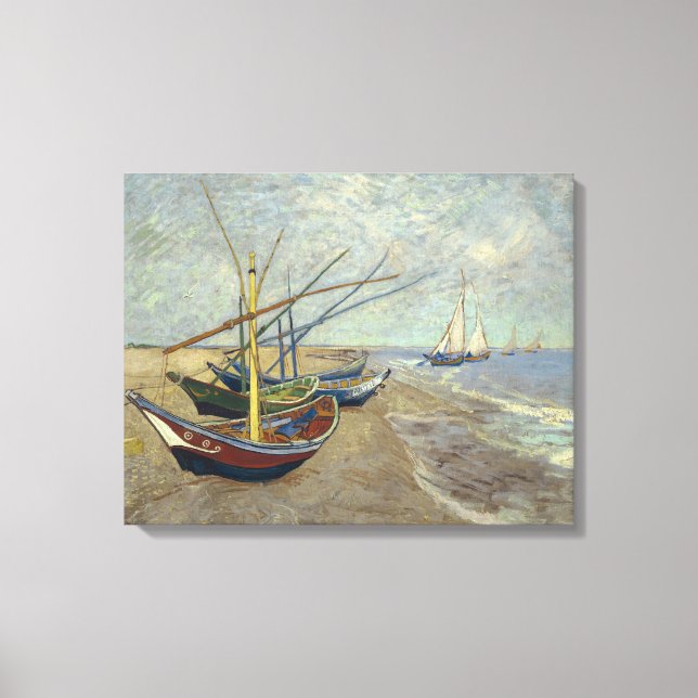 Van Gogh Fishing Boats on the Beach at Les Saint Canvastryck (Framsida)