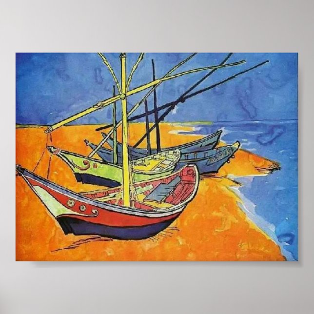 Van Gogh - Fishing Boats on the Beach Poster (Framsidan)