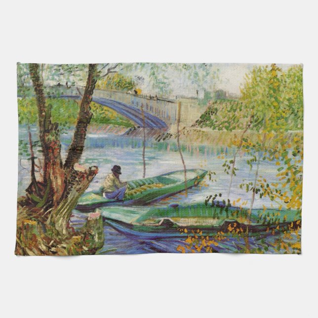 Van Gogh Fishing in Vår, Pont de Clichy Kökshandduk (Horisontell)