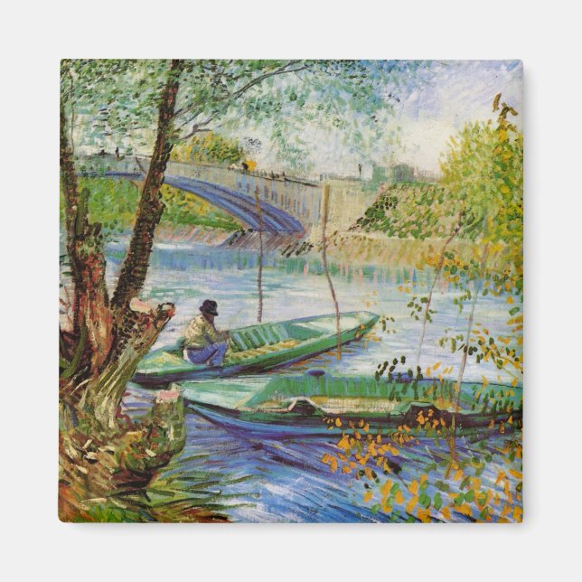 Van Gogh fiskar på våren, Pont de Clichy Magnet (Framsidan)