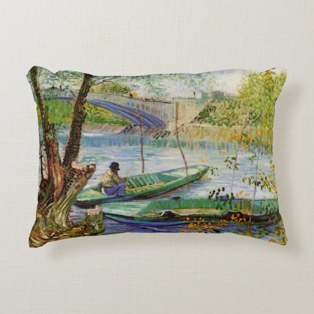 Van Gogh fiskar på våren, Pont de Clichy Prydnadskudde (Framsidan)
