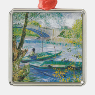 Van Gogh fiskare och fartyg i Ponten de Clichy Julgransprydnad Metall