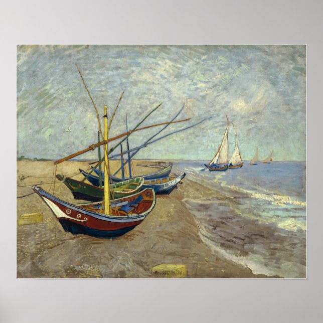 Van Gogh - Fiskebåtar i Les Saintes-Maries Poster (Framsidan)