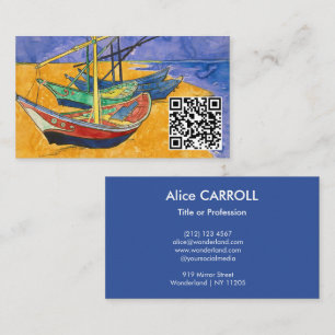 Van Gogh - Fiskebåtar på stranden - QR-koden Visitkort