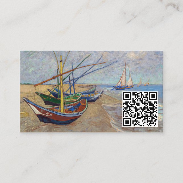 Van Gogh - Fiskebåtar på stranden - QR-koden Visitkort (Framsida)