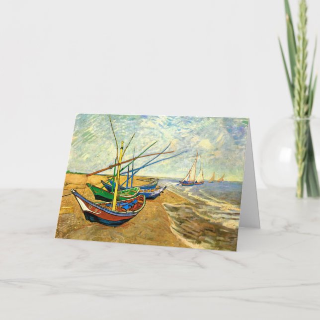 Van Gogh Fiskebåtar på stranden vid Saintes Maries Kort (Framsida)